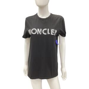 Moncler Top Women’s Size M Maglia Short Sleeve T-Shirt Logo Sign Black